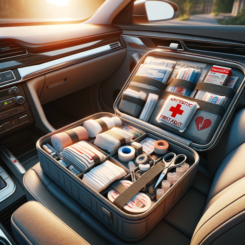 Illustration of First Aid Kit in Car